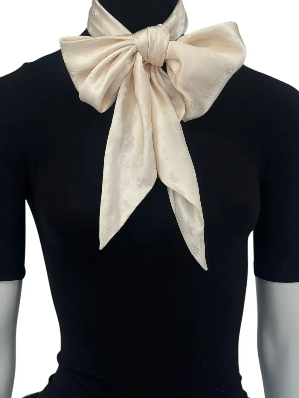 Chrome Hearts Cream Silk Monogram Scarf – 5.5